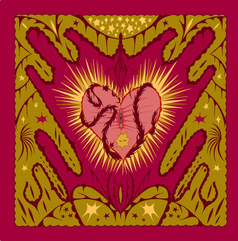 The Heart's Eye Bandana - Riyro el çizimi desenli fular